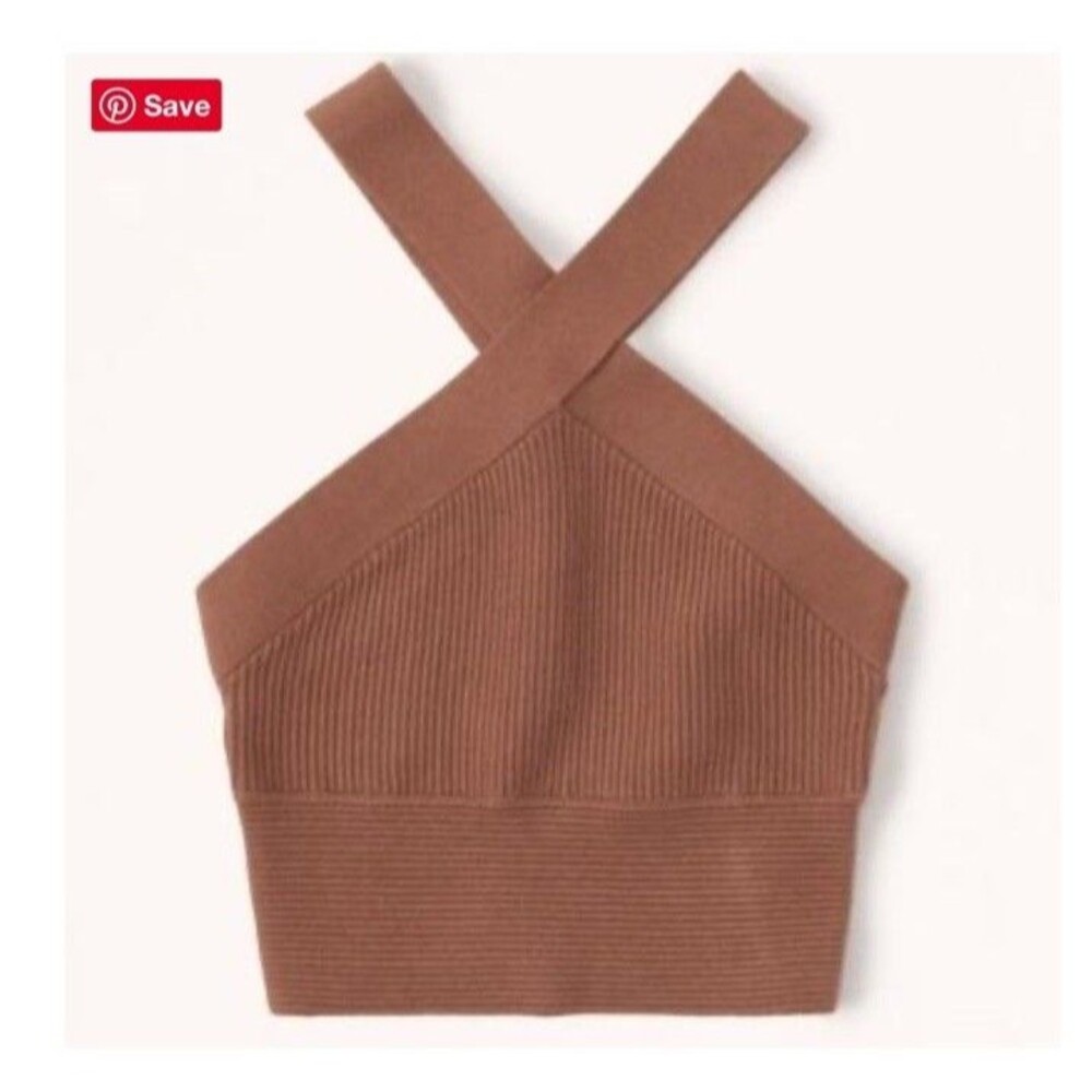 Abercrombie & Fitch Ribbed Stretch Halter Top.  Brown M S1